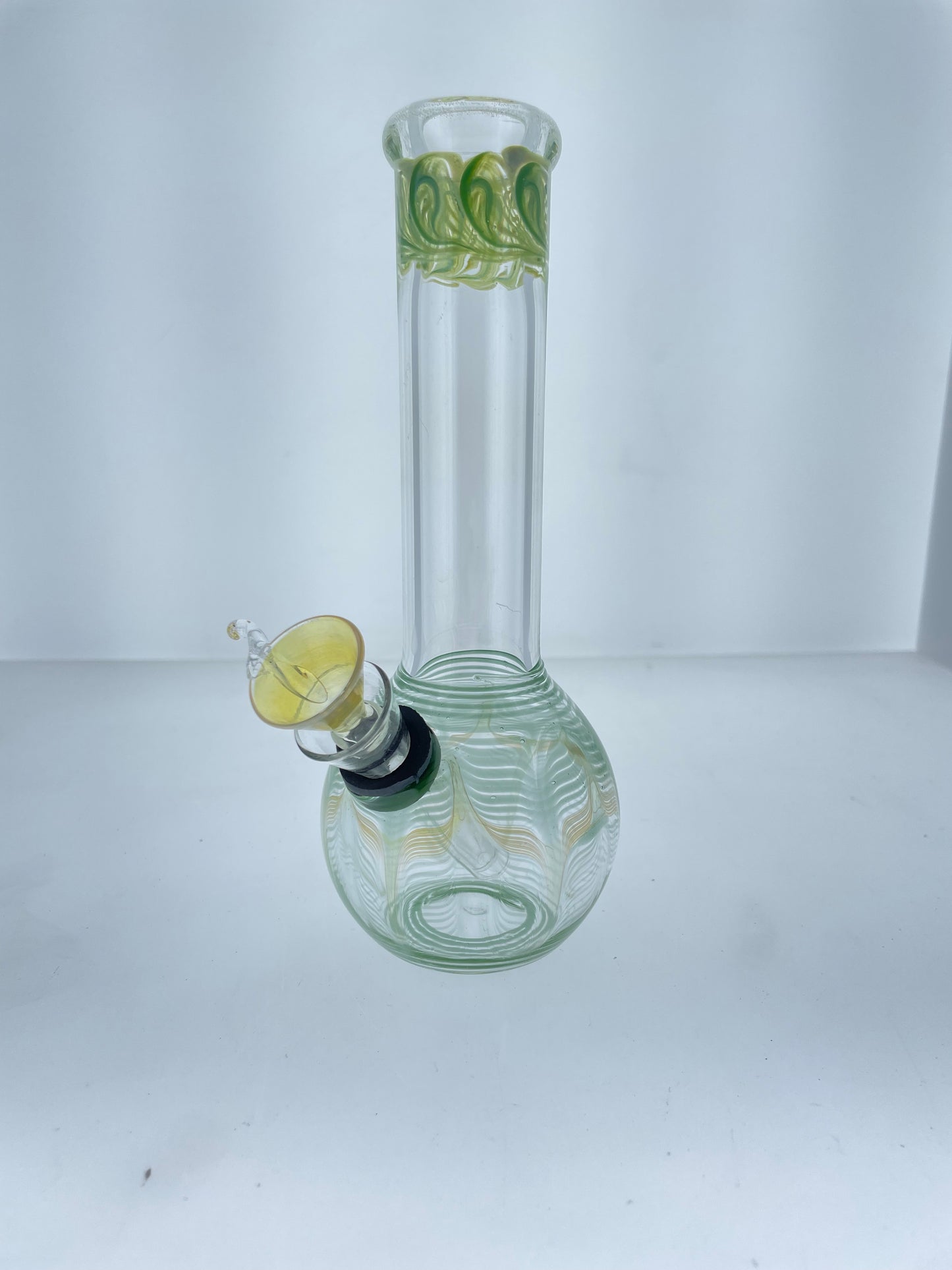 8” Green Wrap and Rake Straight Bubble Beaker