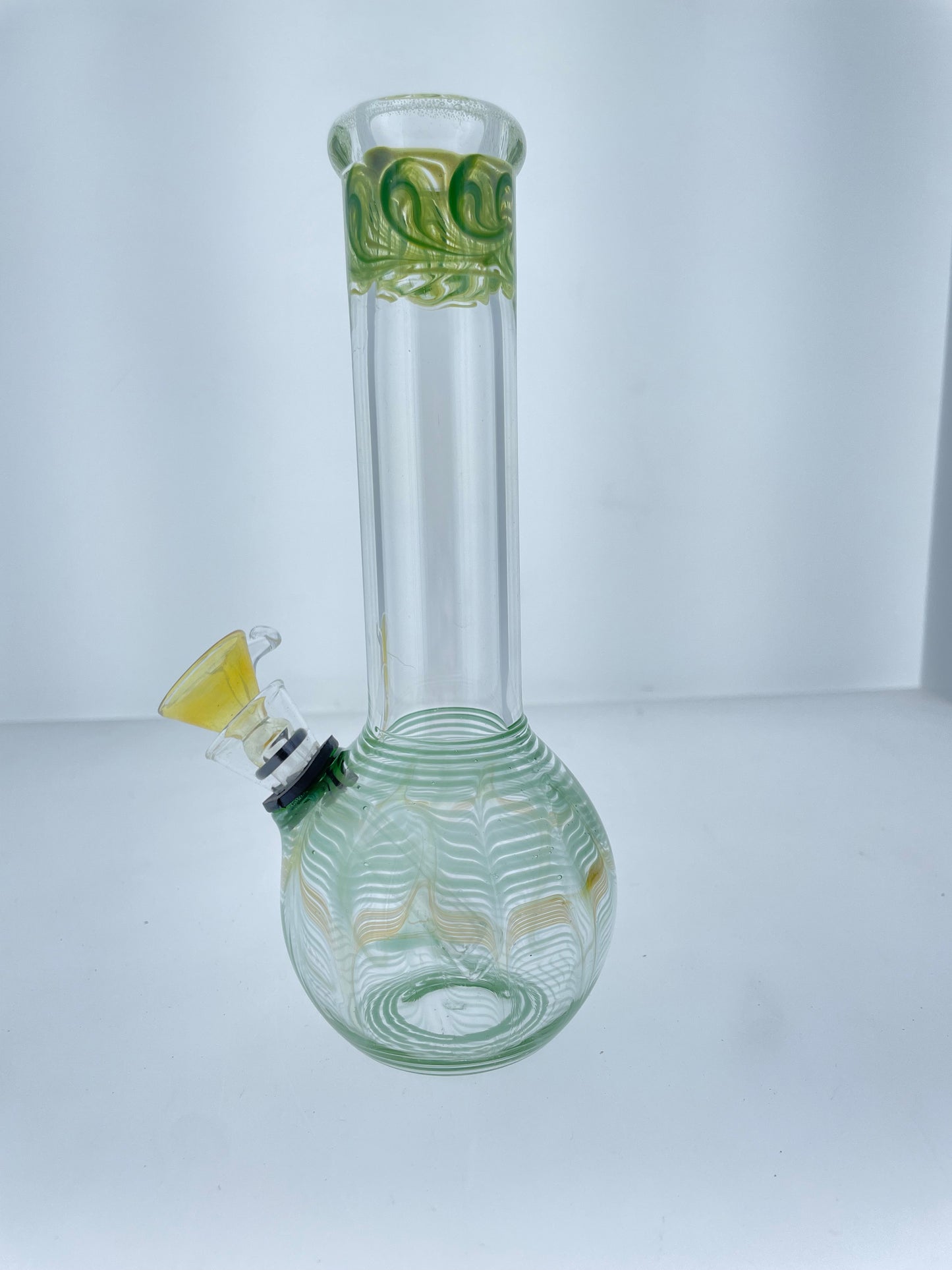 8” Green Wrap and Rake Straight Bubble Beaker