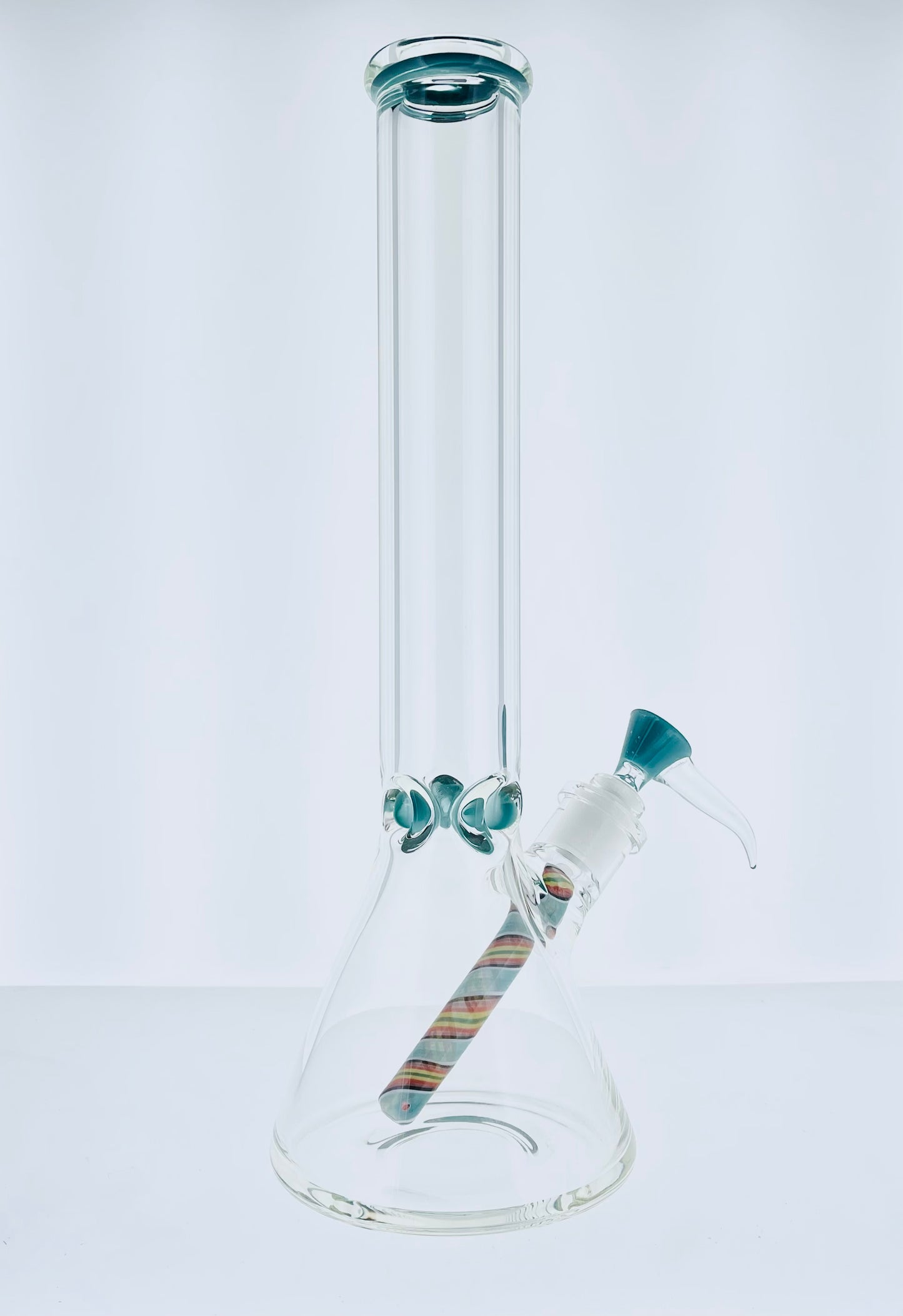 16" Heavy Beaker w/ Color Lip & Wig Wag Downstem