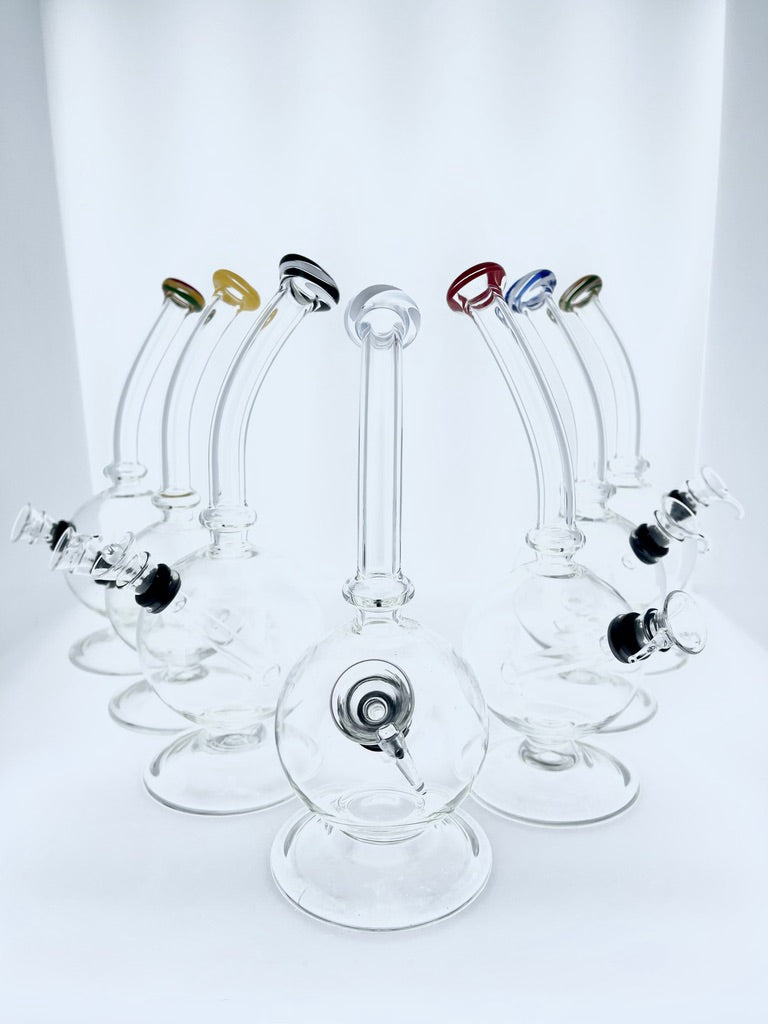 Bent Neck Bubble Water Pipe Assorted Colors 9.5"