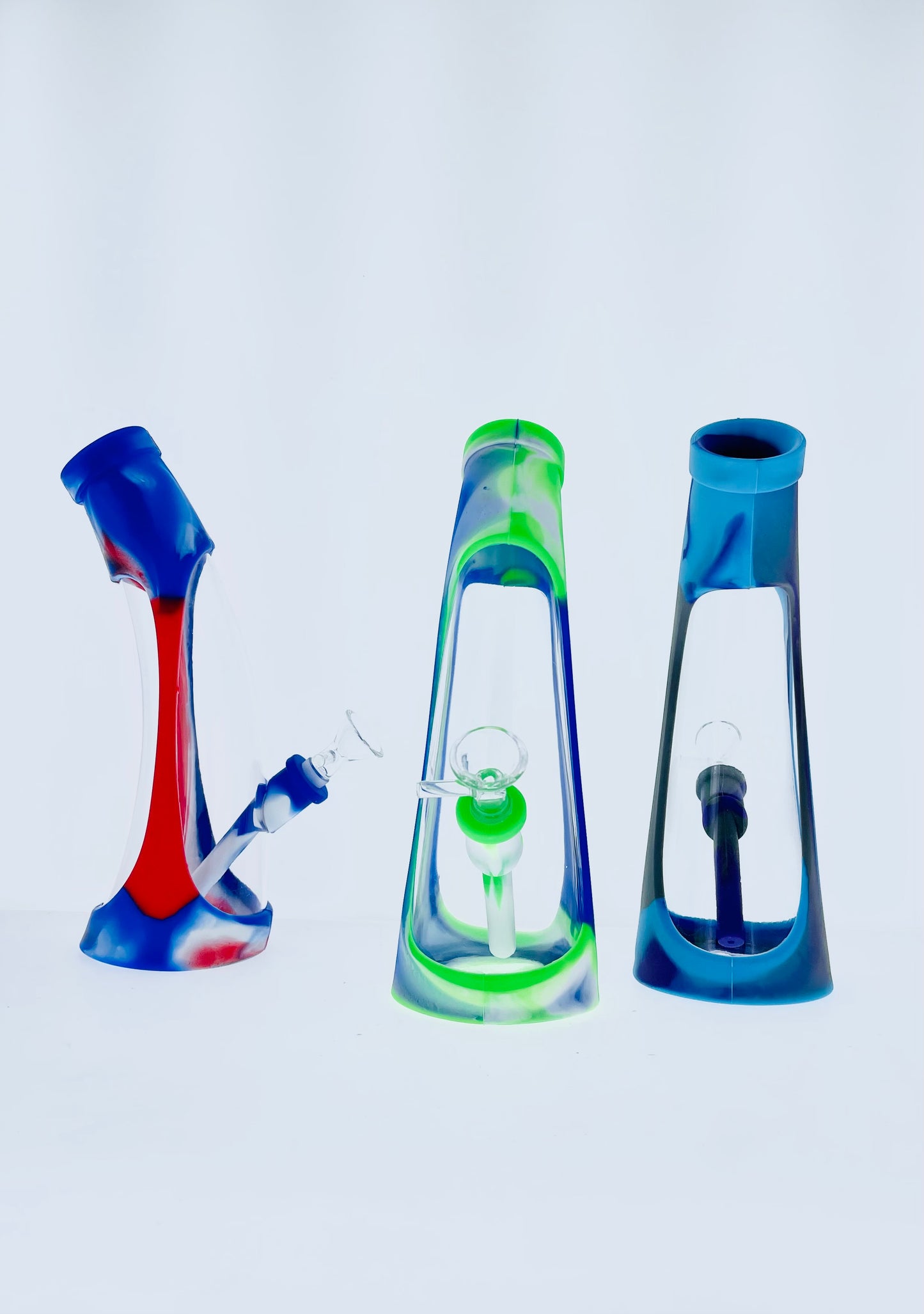 9" Bent Neck Silicone Rig w/ Silicone Downstem