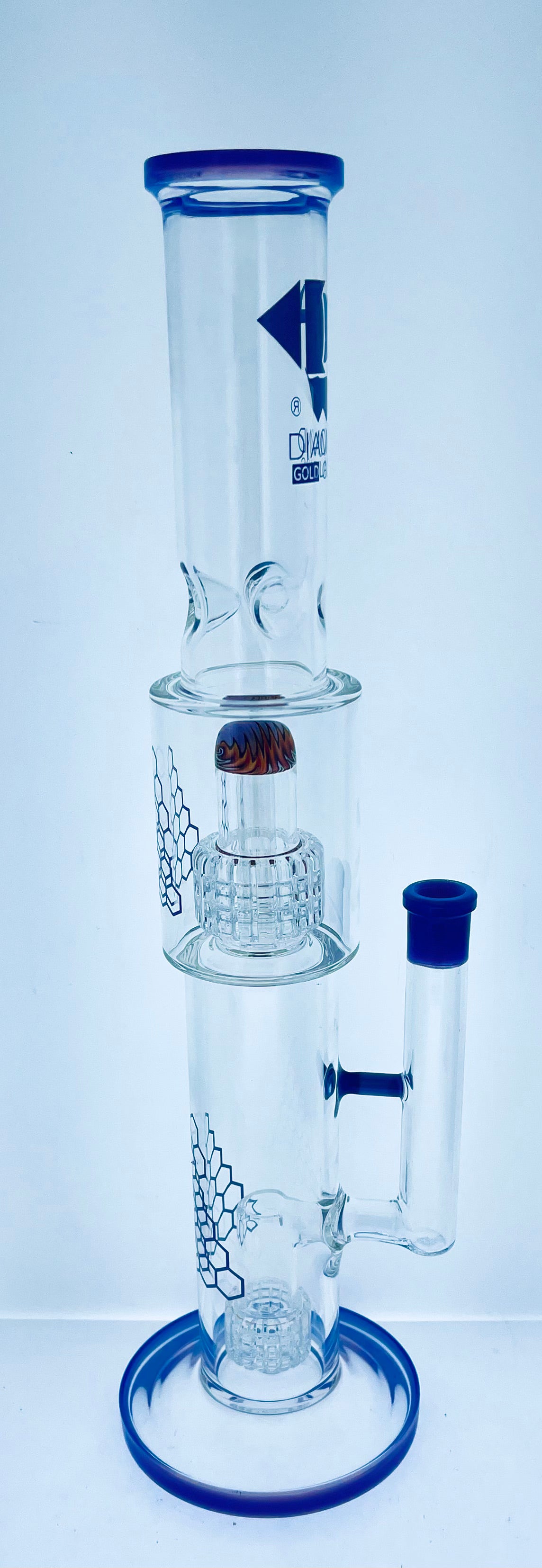 Diamond Glass 16" Color Rig w/ Dual matrix Perc & Wig Wag