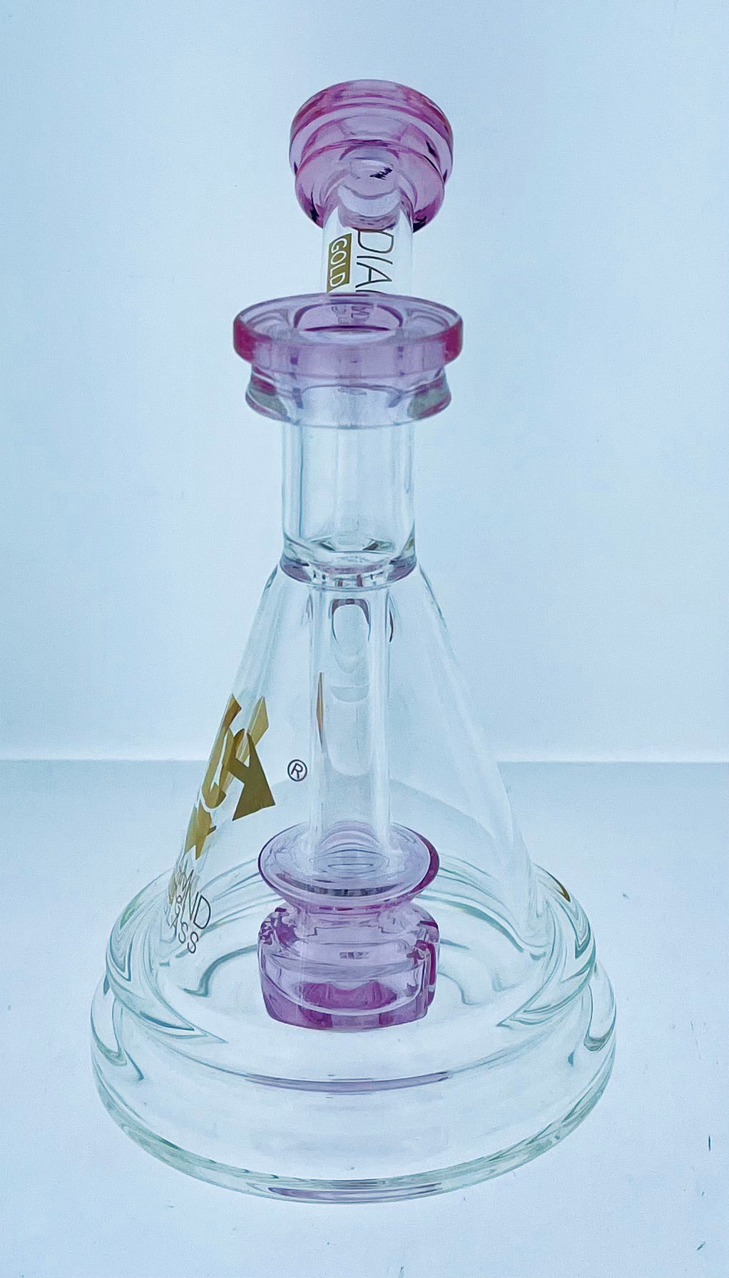 Diamond Glass Bent Neck Rig w/ Color Accents & Showerhead Perc