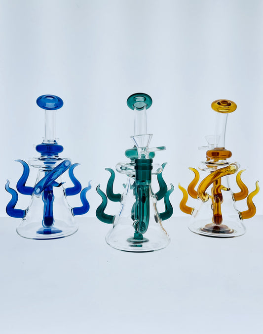8" Bent Neck Rig w/ Color Horns