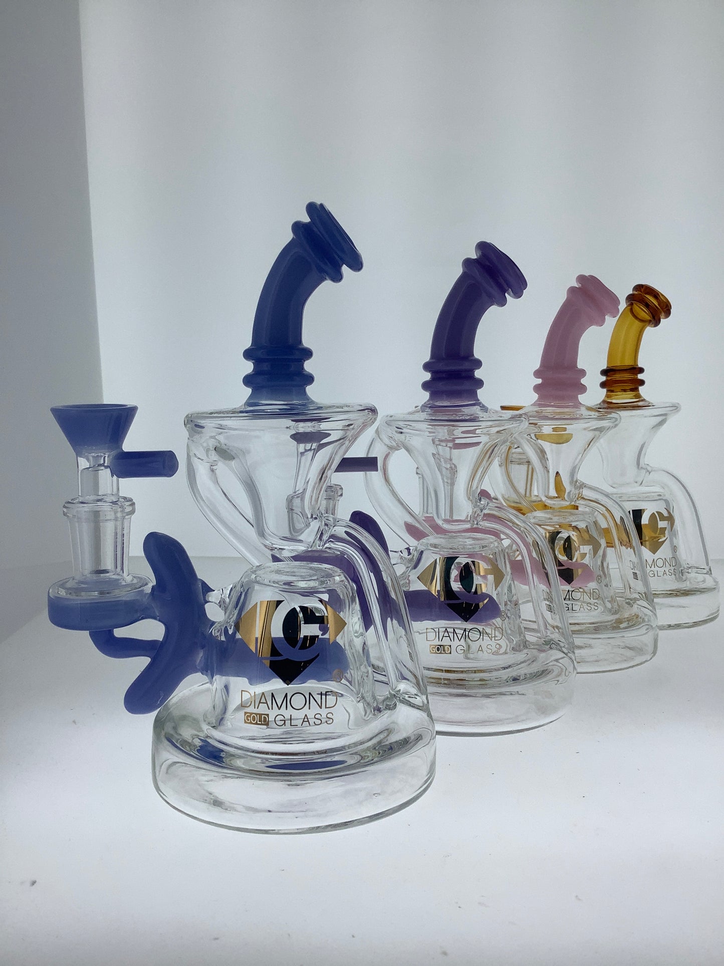 Diamond Glass Rig w/ Color Stem Line Perc