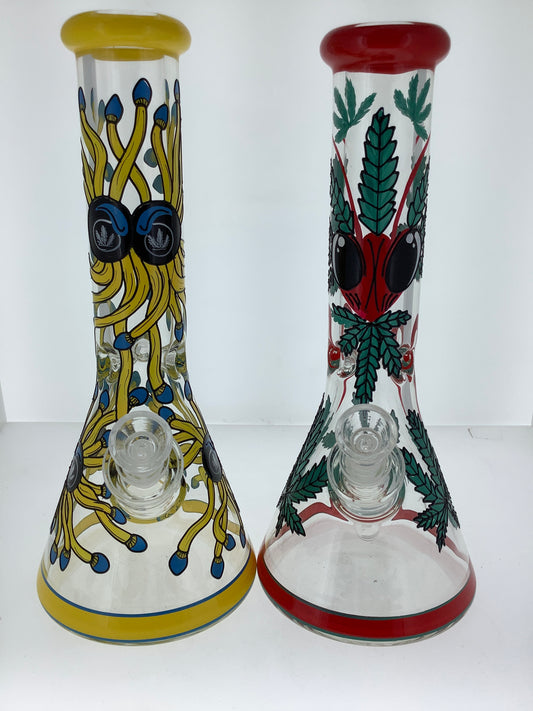 14" Painted Flower Beaker w/ Ice Catch