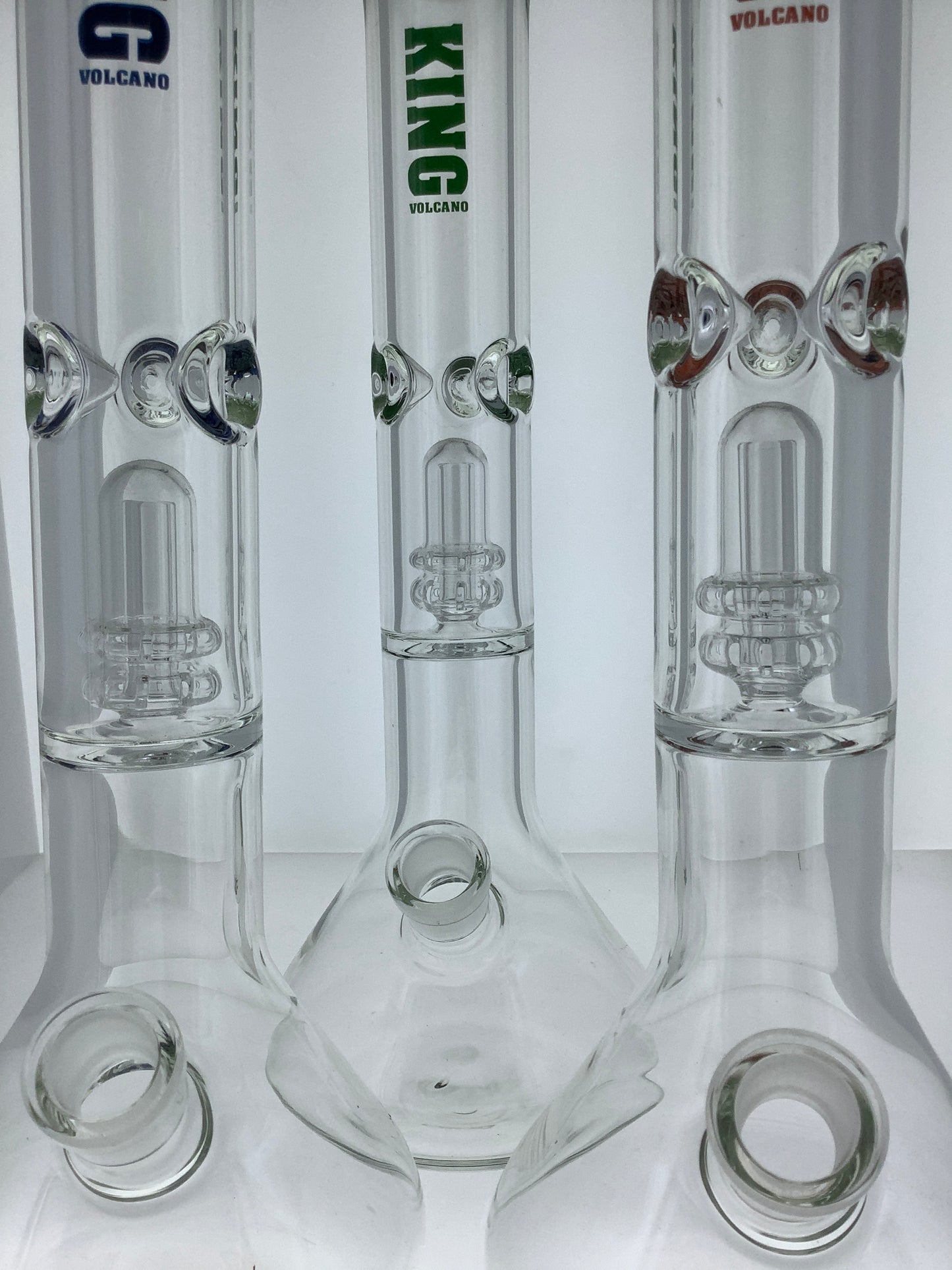 King Volcano 15" Beaker w/ Double Showerhead & Color Lip