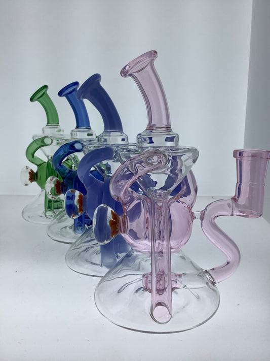 8" Color Recycler w/ Showerhead Perc & Flower Marble