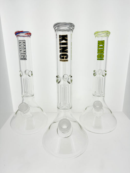 King Volcano 38x4 Dome Perc Beaker with Color