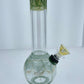 8” Green Wrap and Rake Straight Bubble Beaker