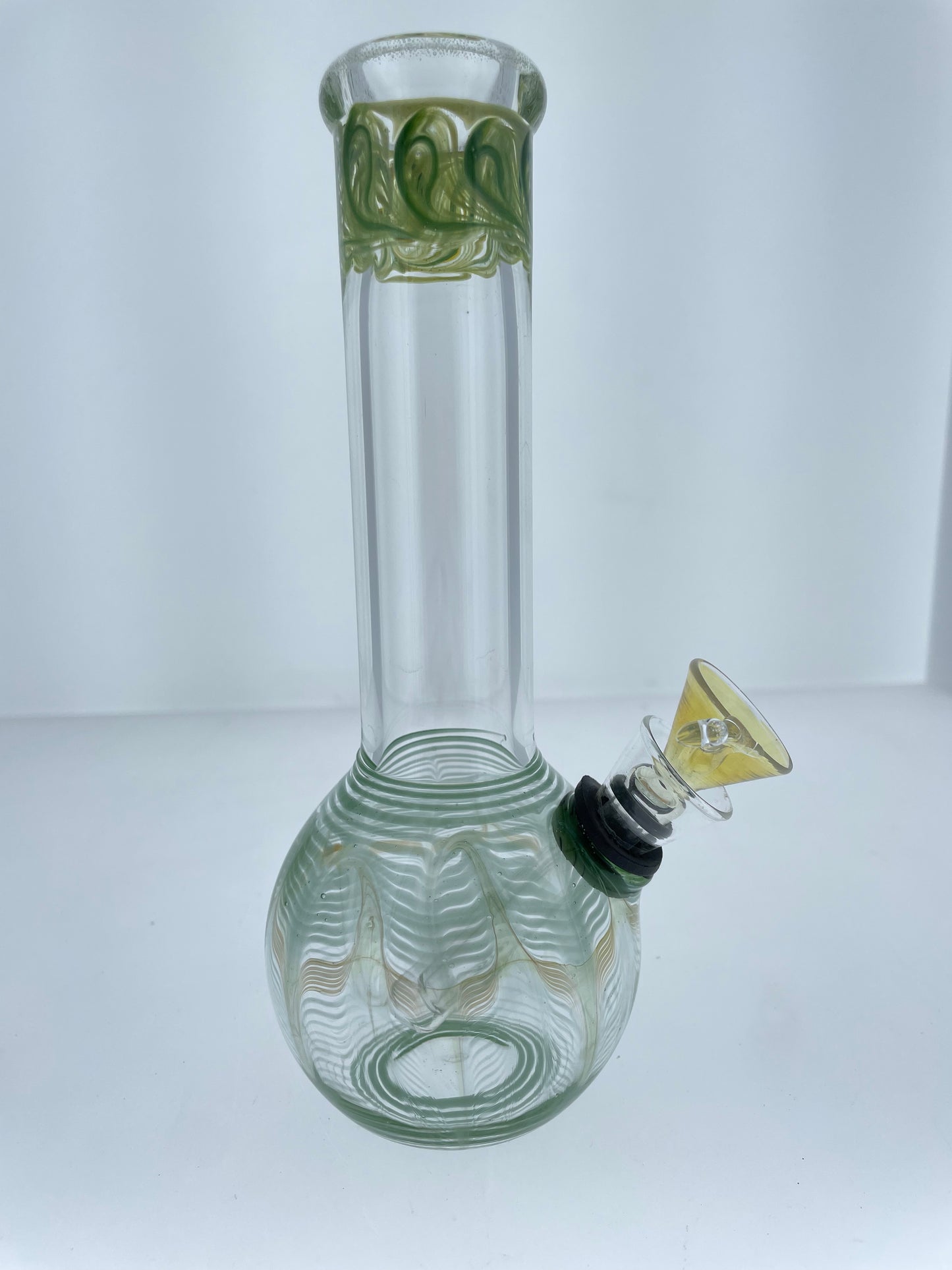 8” Green Wrap and Rake Straight Bubble Beaker