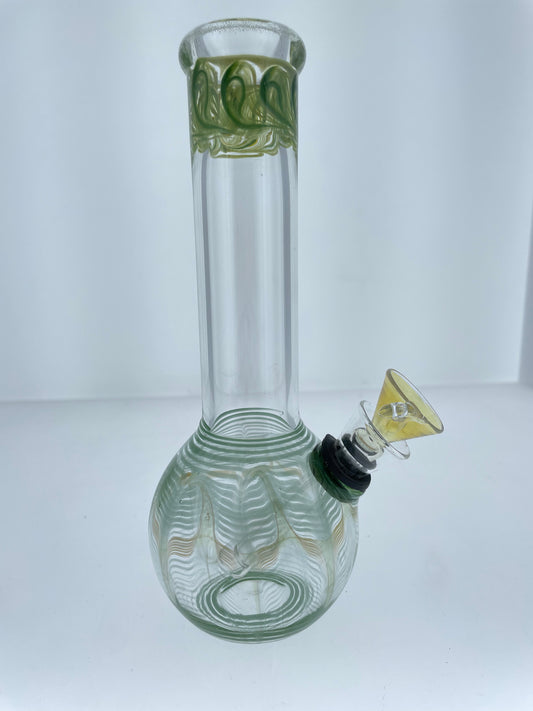 8” Green Wrap and Rake Straight Bubble Beaker