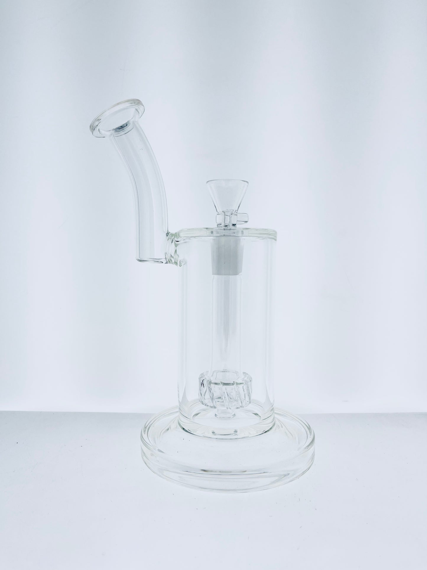 9" Clear Bubbler w/ Bent Neck & Slotted Perc