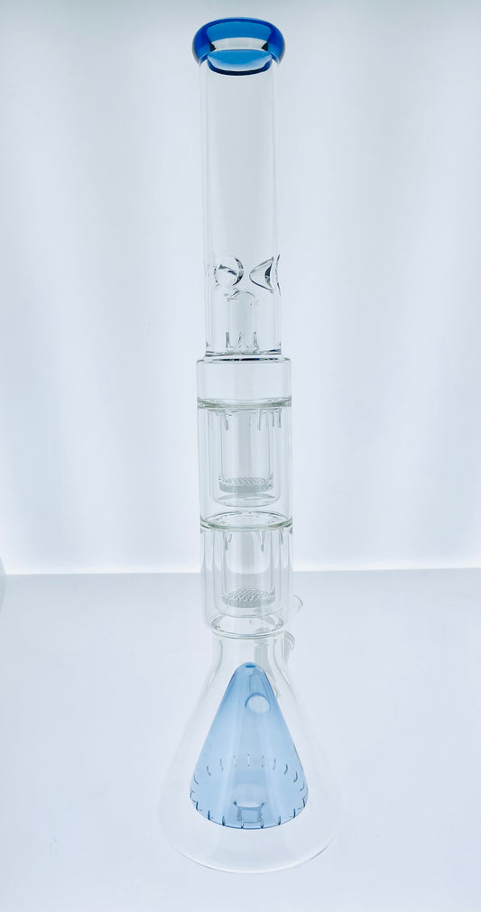 21" Beaker w/ Double Honeycomb Cup Perc & Pyramid Perc