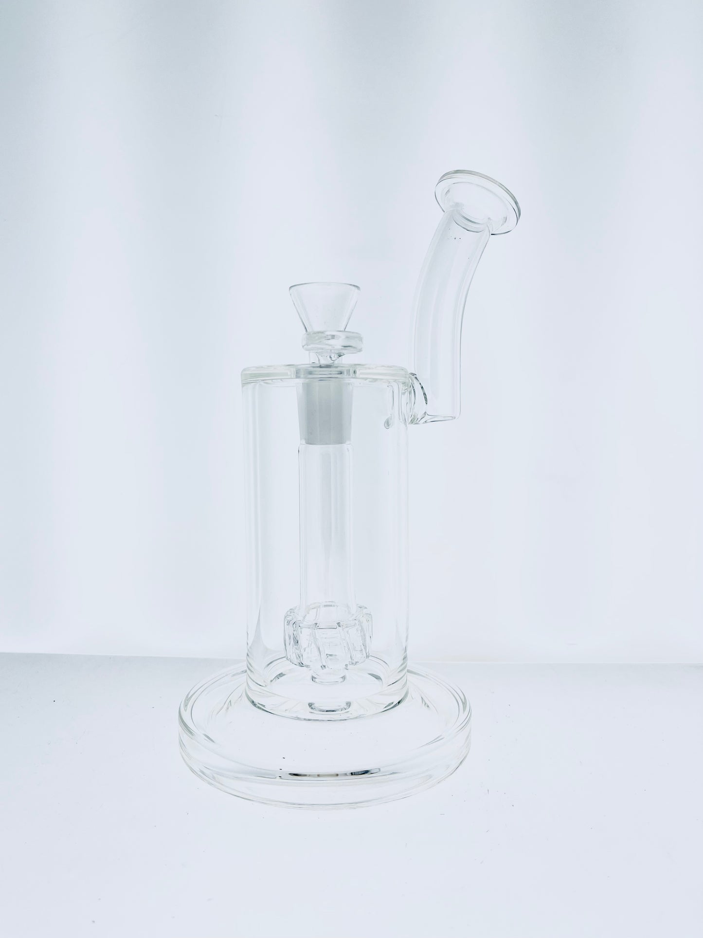 9" Clear Bubbler w/ Bent Neck & Slotted Perc
