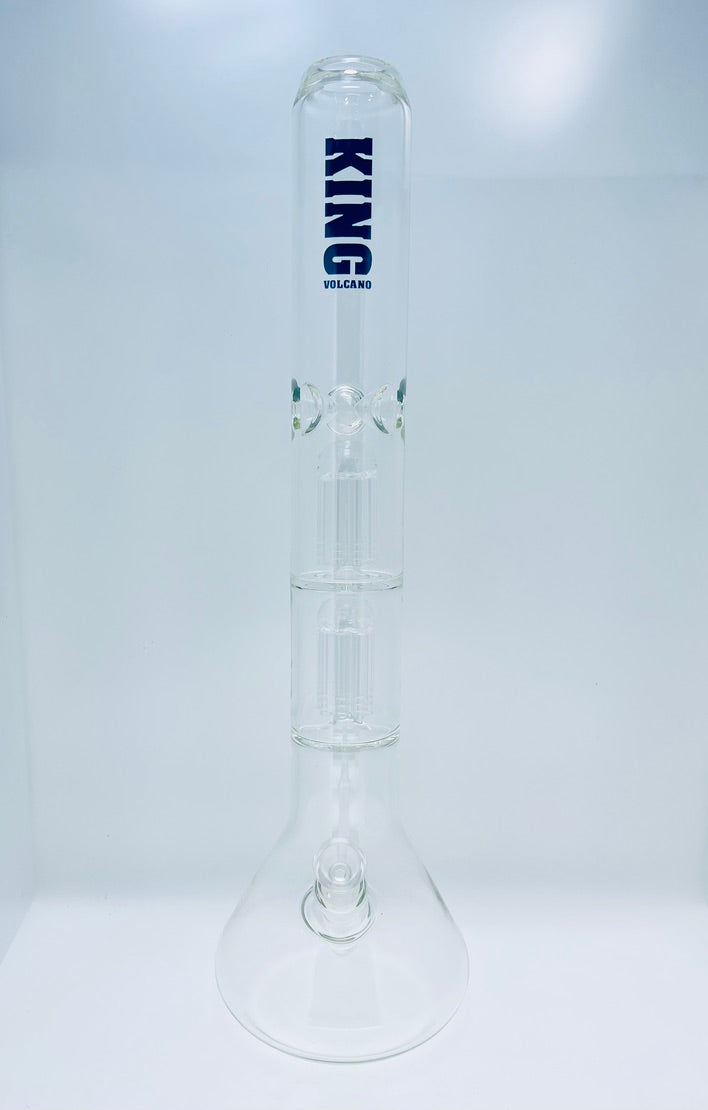 King Volcano Double Showerhead Tree Perc Ice Catch Beaker 21.5"
