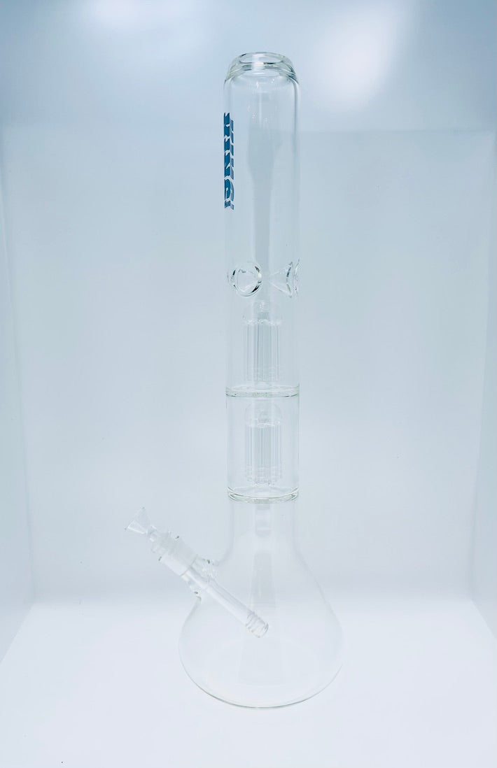 King Volcano Double Showerhead Tree Perc Ice Catch Beaker 21.5"
