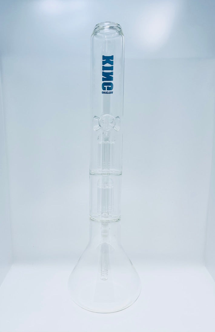 King Volcano Double Showerhead Tree Perc Ice Catch Beaker 21.5"