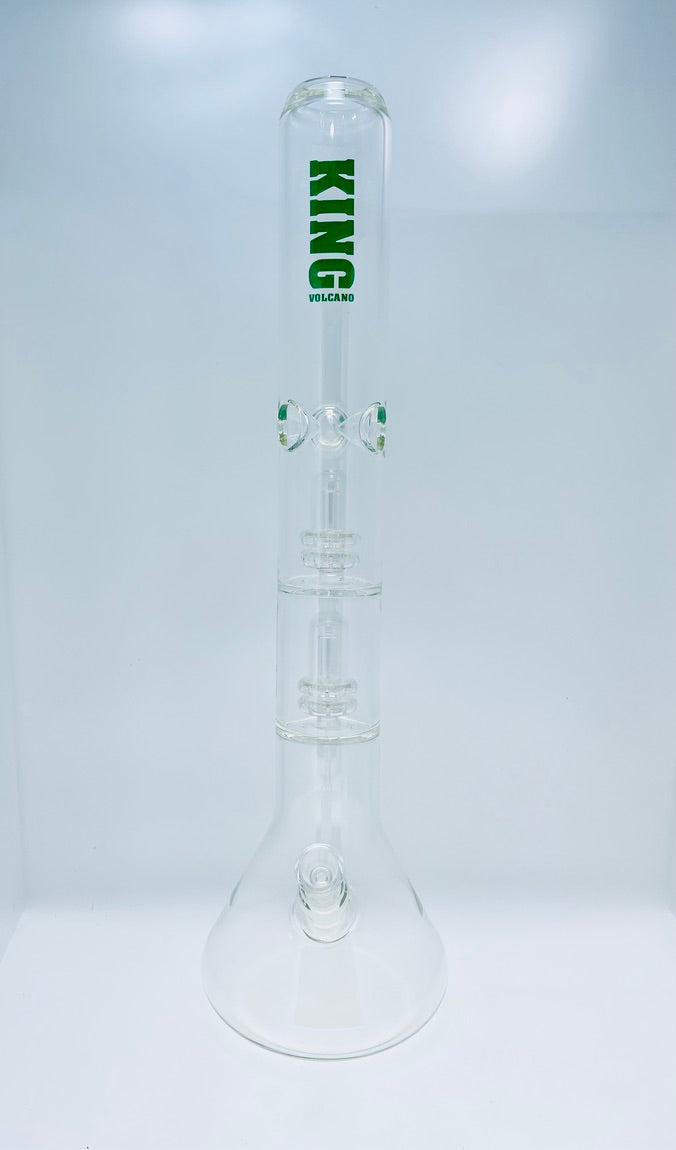 King Volcano Beaker with Double Showerhead Perc and Ice Catch 21.5"