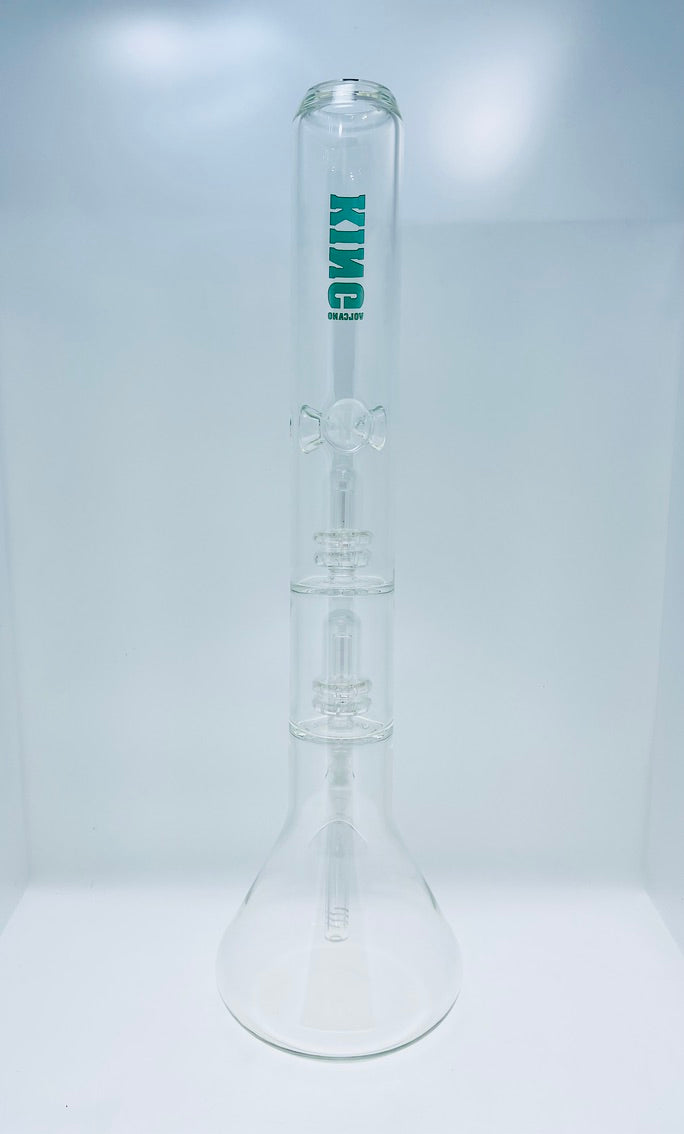 King Volcano Beaker with Double Showerhead Perc and Ice Catch 21.5"