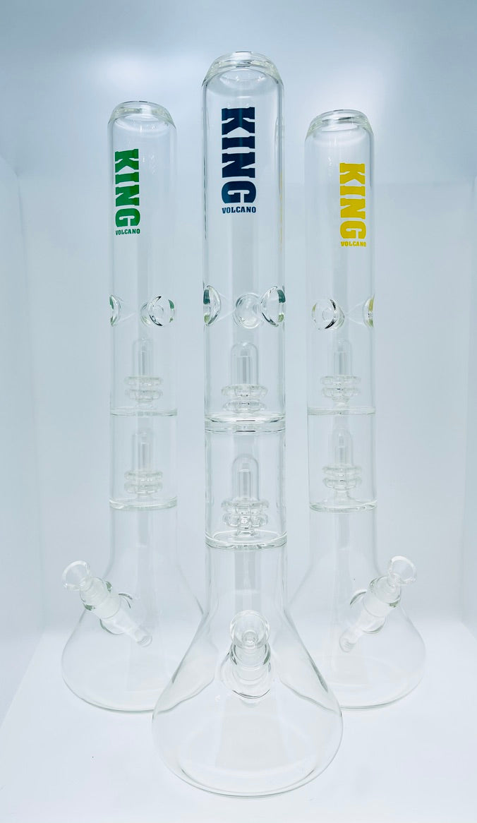 King Volcano Beaker with Double Showerhead Perc and Ice Catch 21.5"
