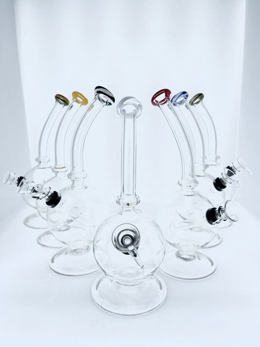 Bent Neck Bubble Water Pipe Assorted Colors 9.5"