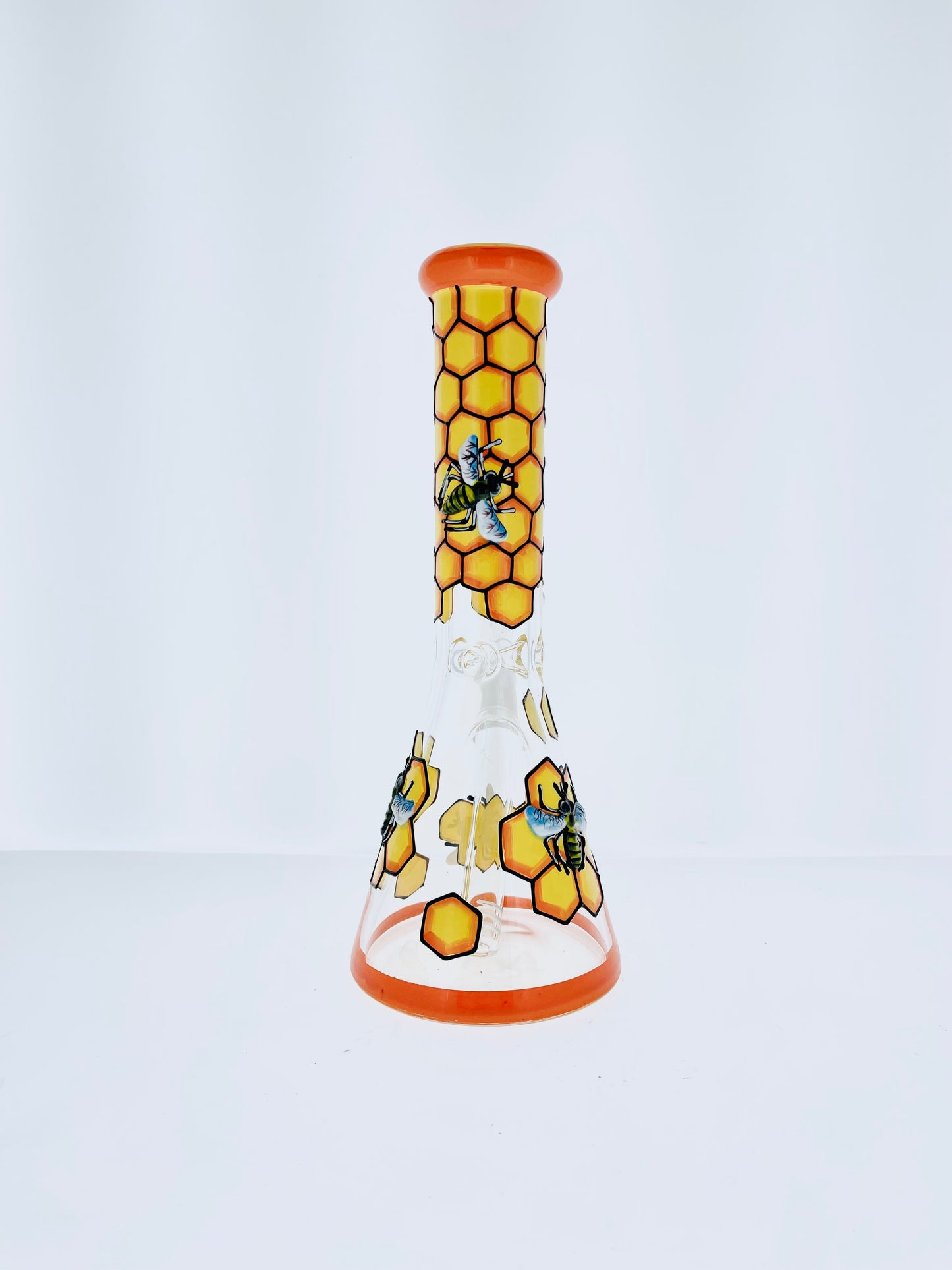 14" Painted Bee Honeycomb Beaker