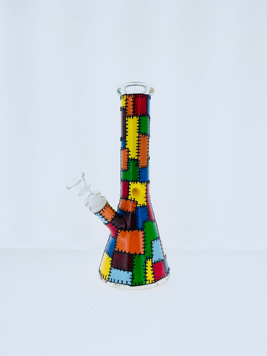 10" Patchwork Beaker w/ Ice Catch