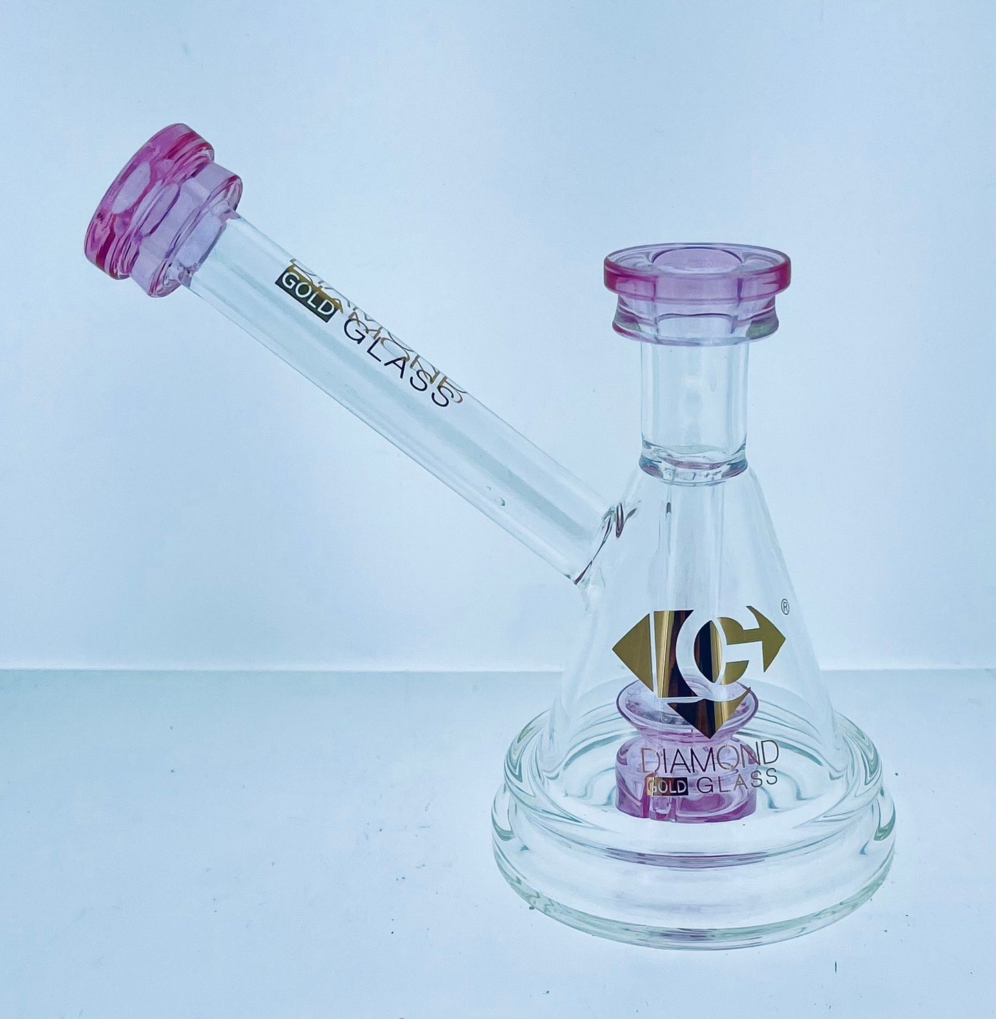Diamond Glass Bent Neck Rig w/ Color Accents & Showerhead Perc