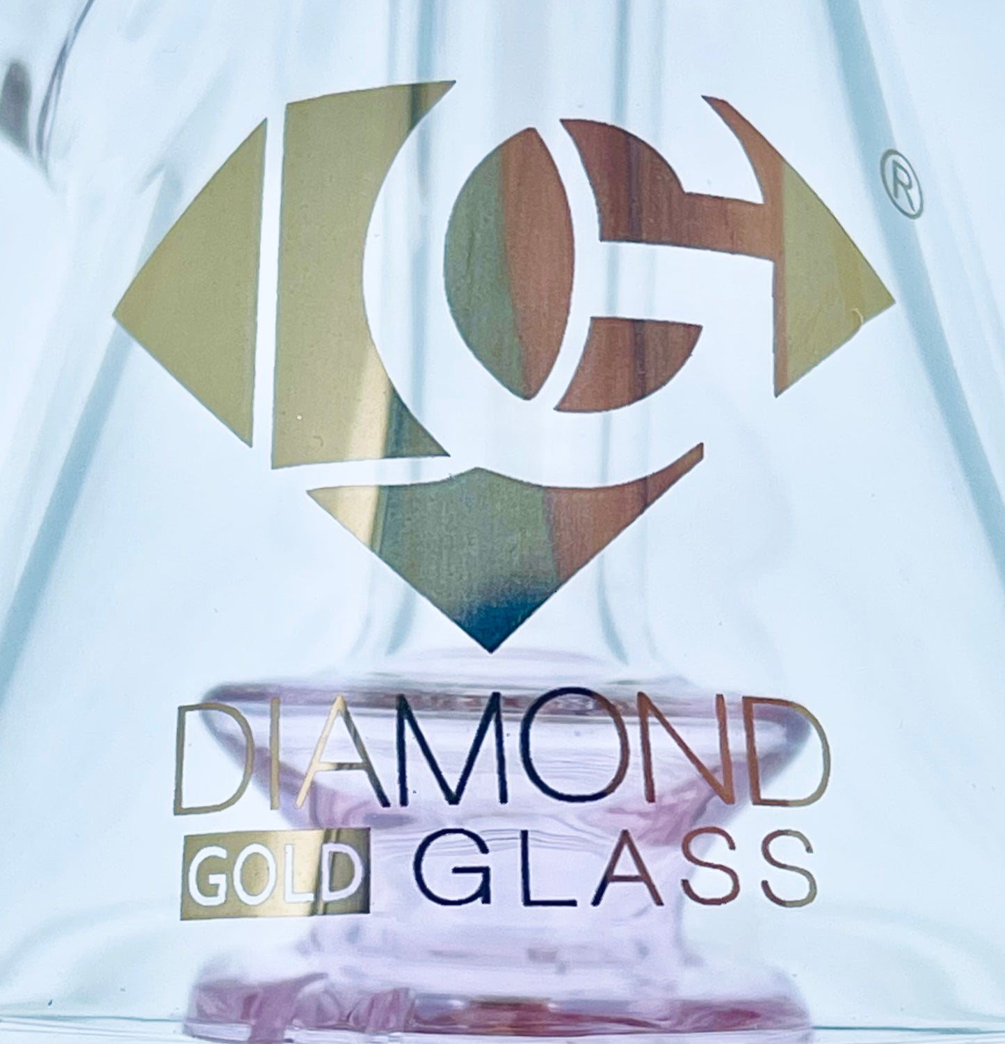 Diamond Glass Bent Neck Rig w/ Color Accents & Showerhead Perc