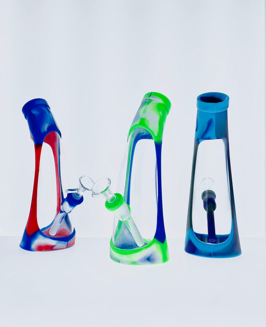 9" Bent Neck Silicone Rig w/ Silicone Downstem