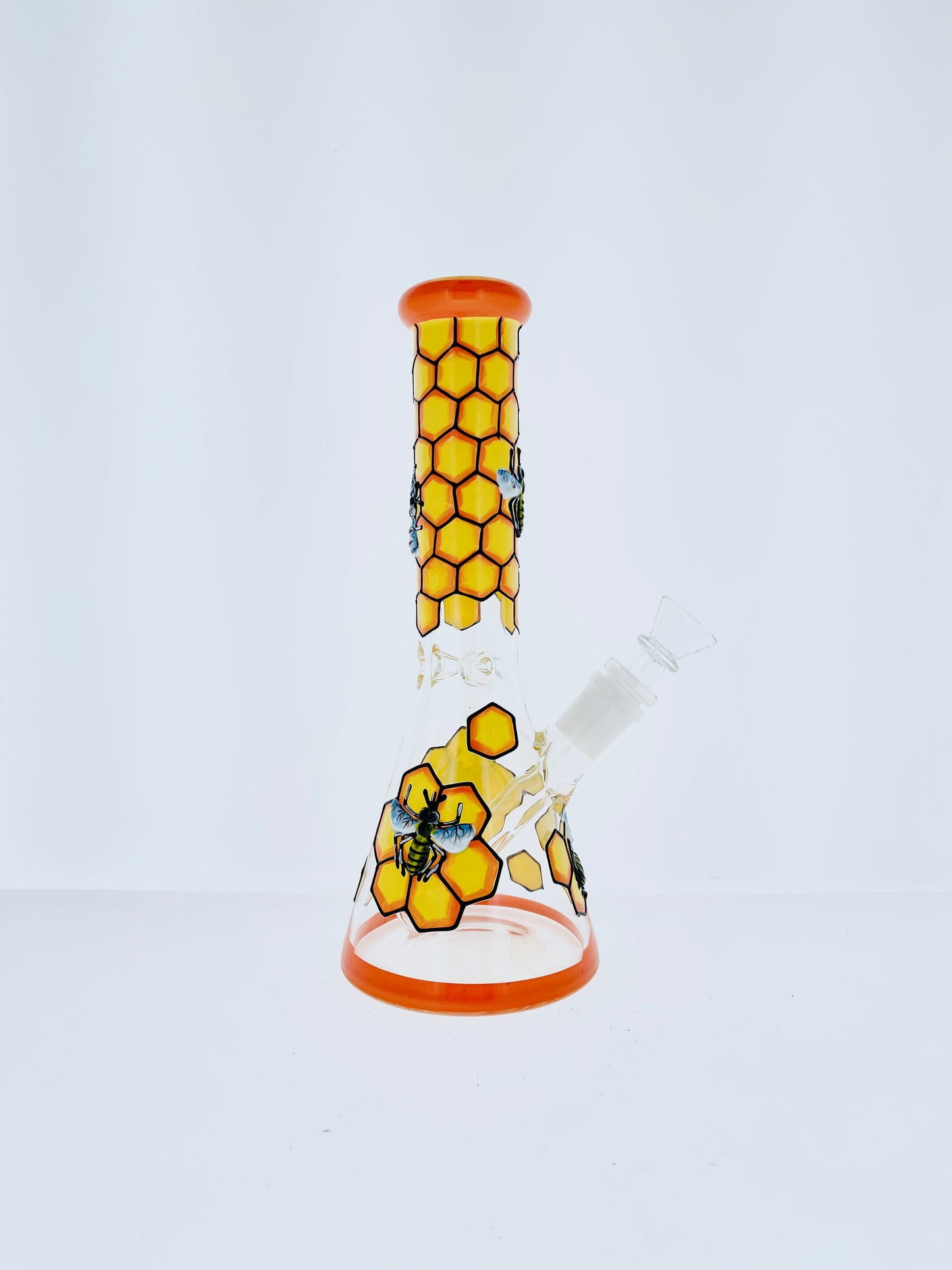 14" Painted Bee Honeycomb Beaker