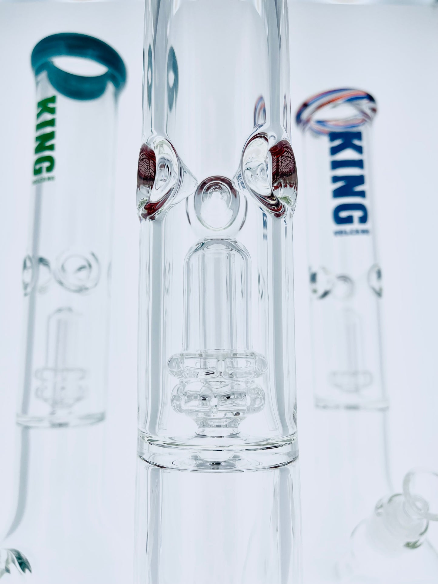 King Volcano 15" Beaker w/ Double Showerhead & Color Lip