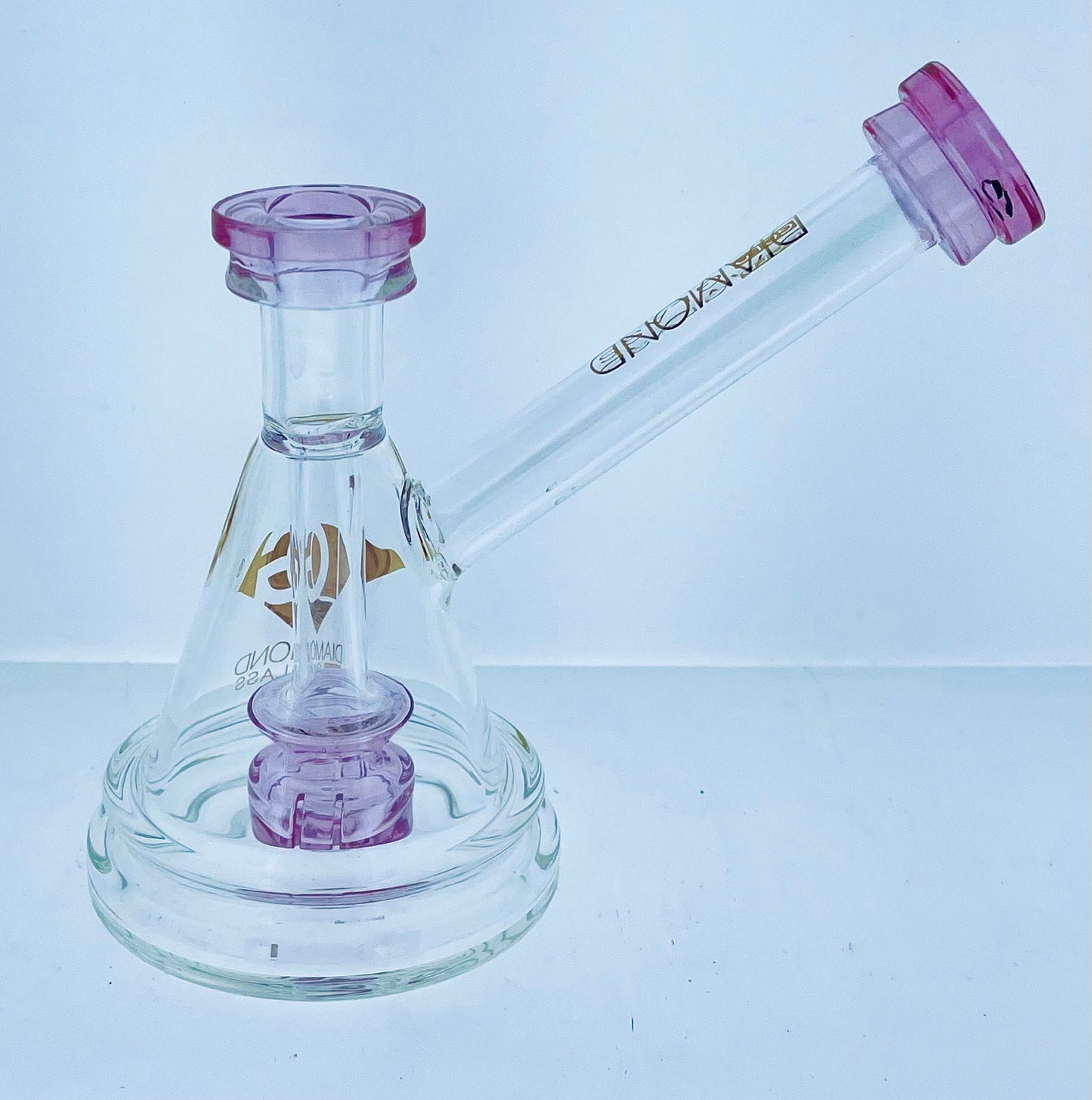 Diamond Glass Bent Neck Rig w/ Color Accents & Showerhead Perc