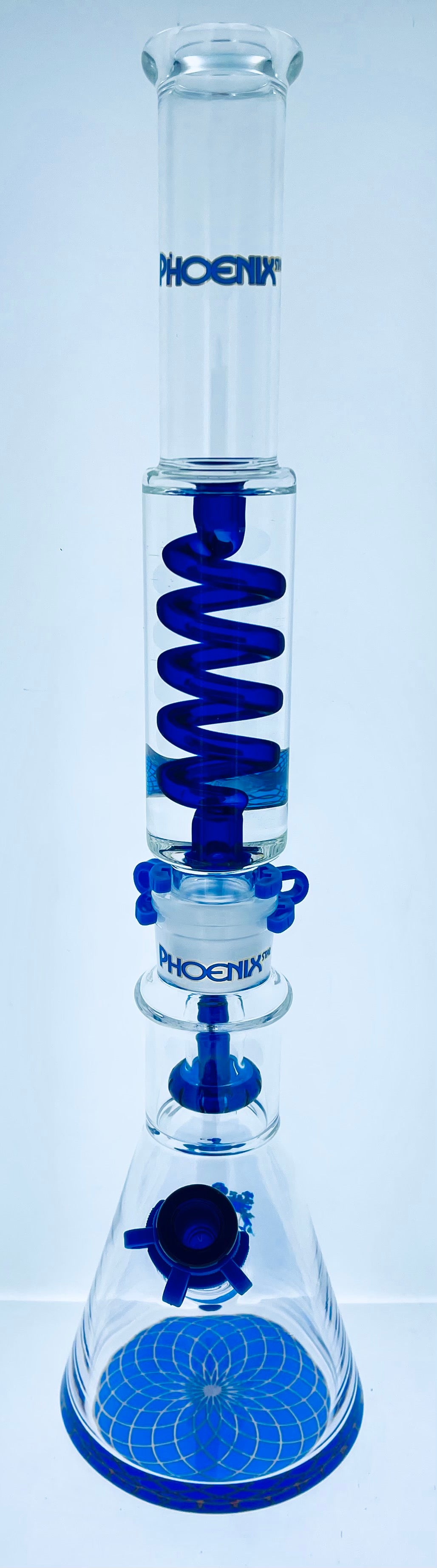 Phoenix 19" Color Accent Beaker w/ Shower Head Perc & Glycerin Coil